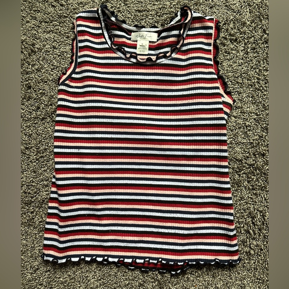 red, navy, blue striped tank top